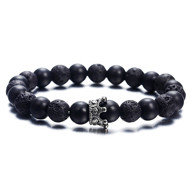 Pulsera De Cuentas De Piedra De Lava De Corona De Circón Al Por Mayor